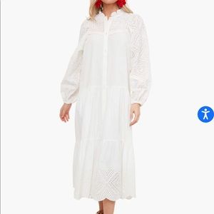 Sea New York White Vienne Eyelet Long Sleeve Shirt Dress